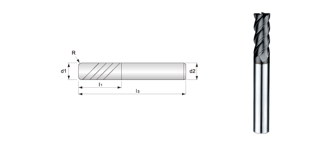 ไมโครเมล็ดคาร์ไบด์, มุมรัศมี 4 ขลุ่ย End Mills